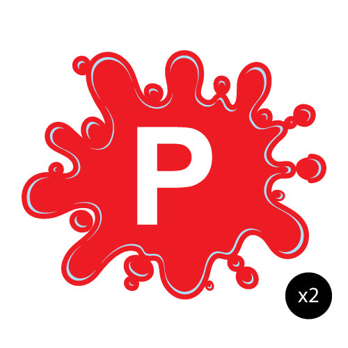 2X P Plate Splatter Red Jdm Sticker Decal