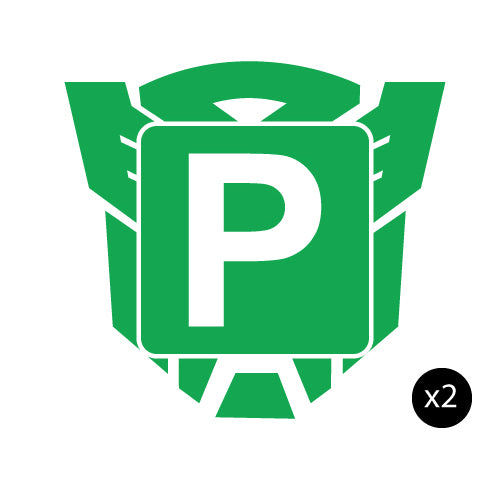 2X P Plate Green Robot Jdm Sticker Decal