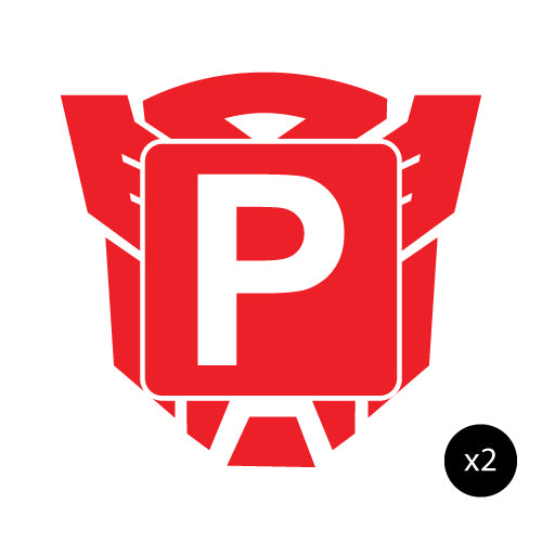 2X P Plate Red Robot Jdm Car Sticker Decal