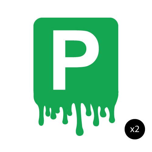 2X P Plate Green Paint Jdm Sticker Decal