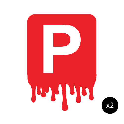2X P Plate Red Paint Jdm Sticker Decal