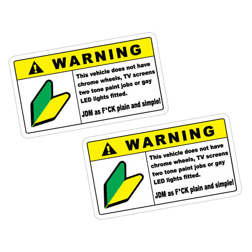 2X Warning Jdm As Fck Plain And Simple Sticker Decal