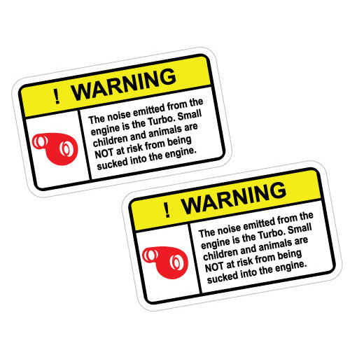 2X Warning Turbo Small Children And Animal Sticker Decal