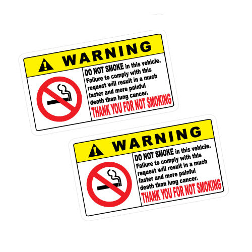 2X Warning No Smoking 2 Sticker Decal