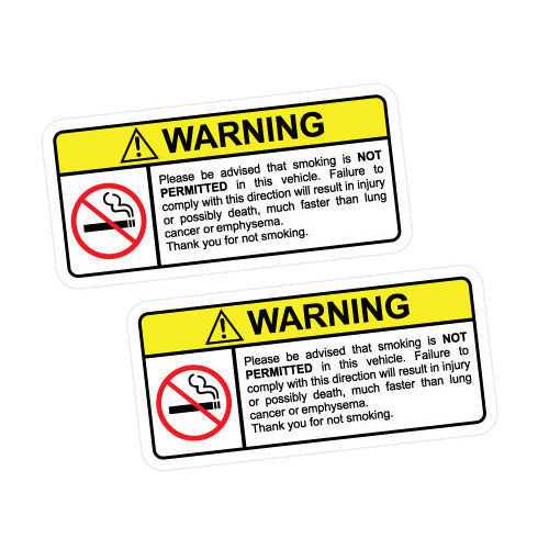 2X Warning No Smoking Sticker Decal