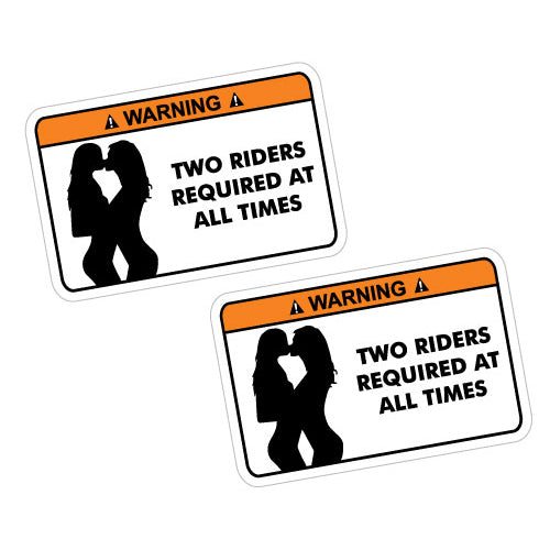 2X Warning Two Riders Sticker Decal