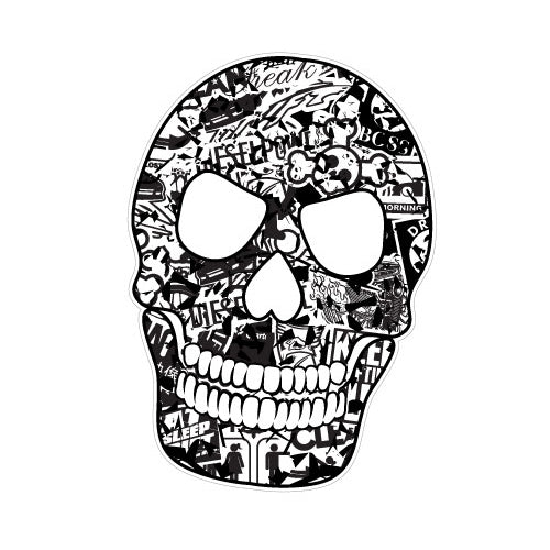 Sticker Bomb Skull B&W Jdm Sticker Decal