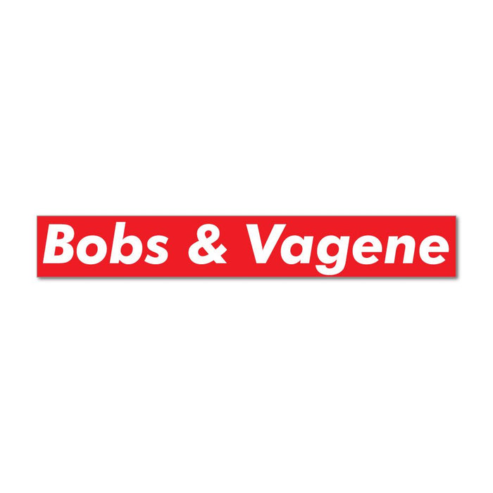 Bobs & Vagene Red Logo Parody Car Sticker Decal