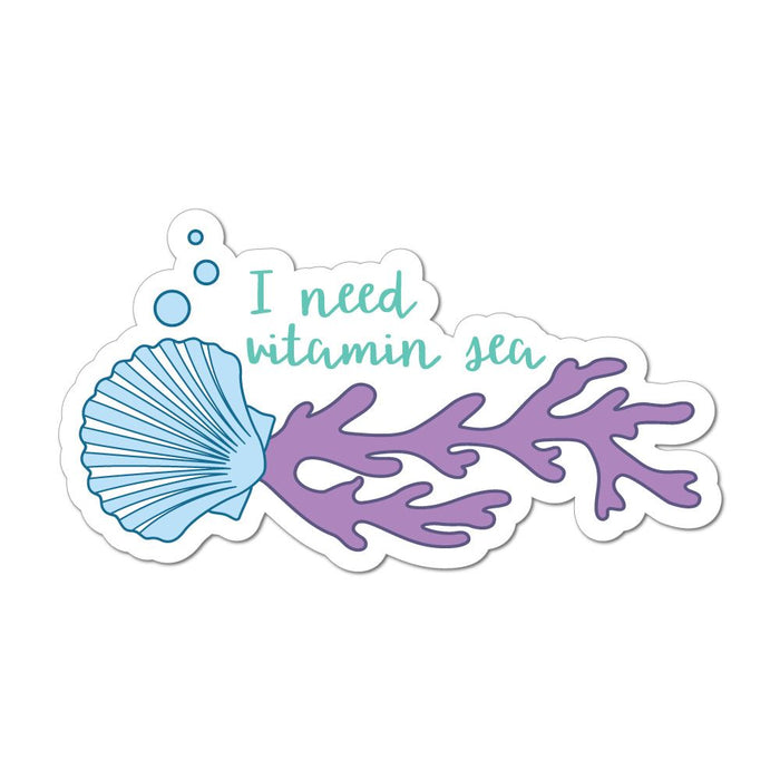 I Need Vitamin Sea Shell Seaweed Ocean Funny Summer Pun Car Sticker Decal