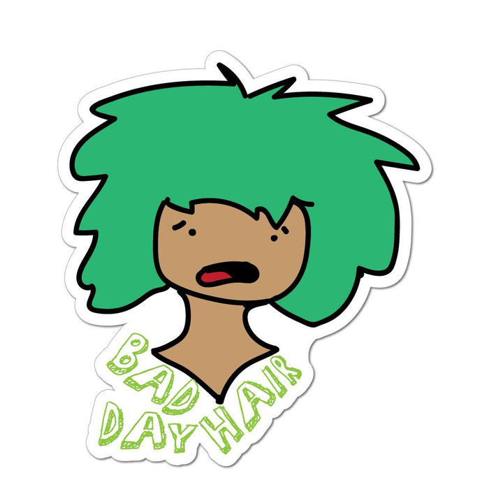 Green Bad Hair Day Sticker Decal