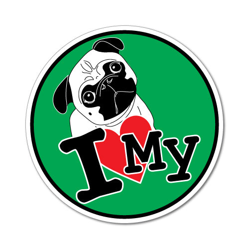 I Love My Pug Sticker