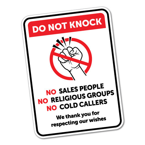 Do Not Knock Sales Religious Groups Cold Callers Sticker