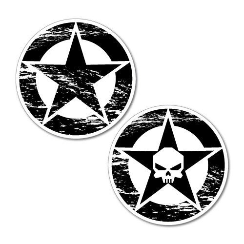2X Star & Skull Sticker 4Wd 4X4 Offroad