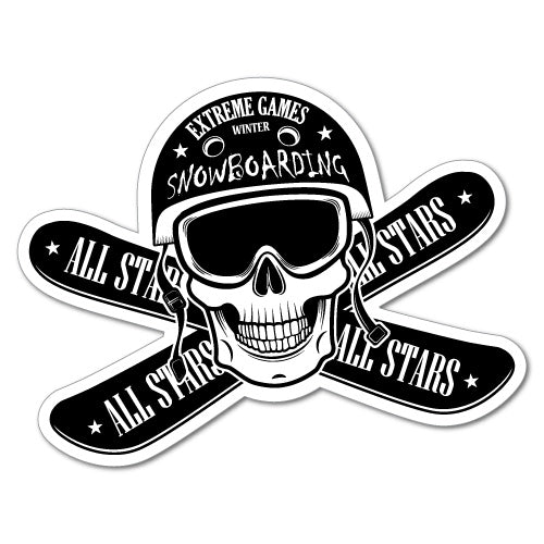Snowboarding Skull Sticker
