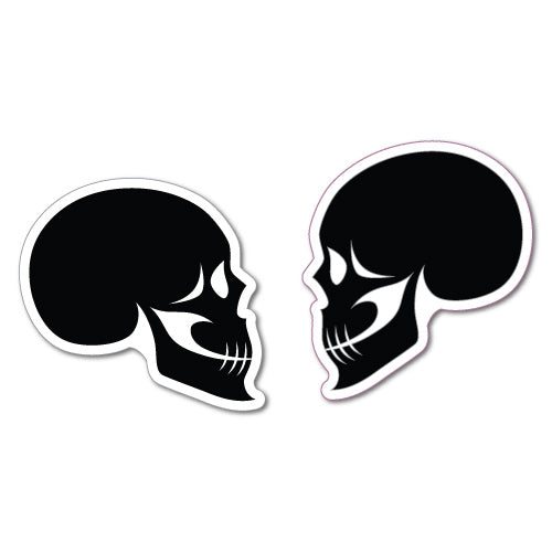 2X Side Skulls Helmet Laptop Sticker