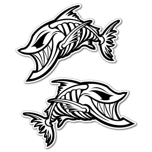2X Fish Skulls Black Sticker