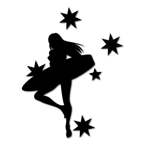 Surfer Silhouette Southern Cross Girl Van Sticker