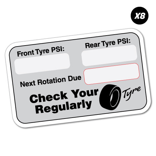 8X Tyre Tire Next Rotation Service Due Sticker