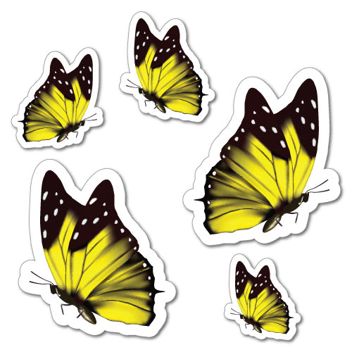 5 X Yellow Butterfly Laptop Macbook Bumper
