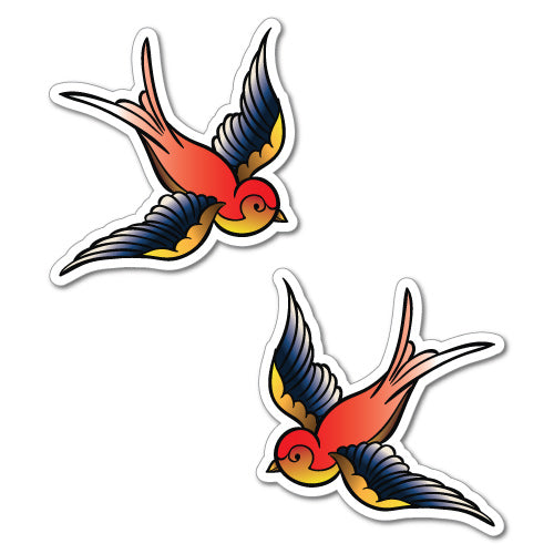2 X Colourful Swollows Sticker