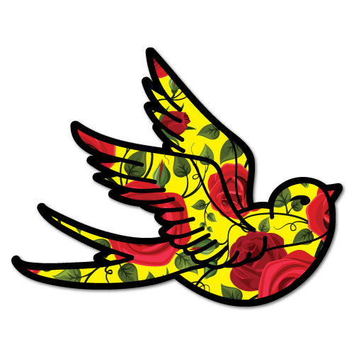 Swallow Bird Rose Sticker
