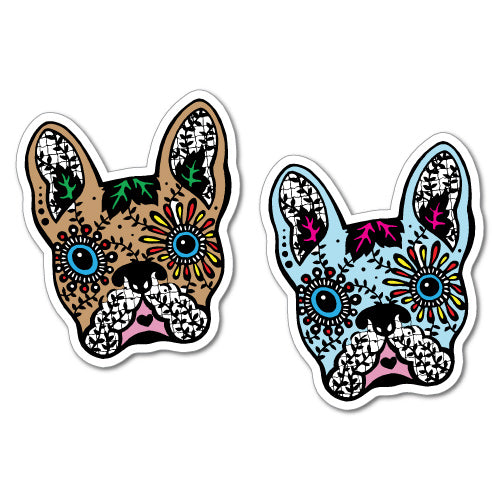 2 X French Bullldog Day Of The Dead Sticker