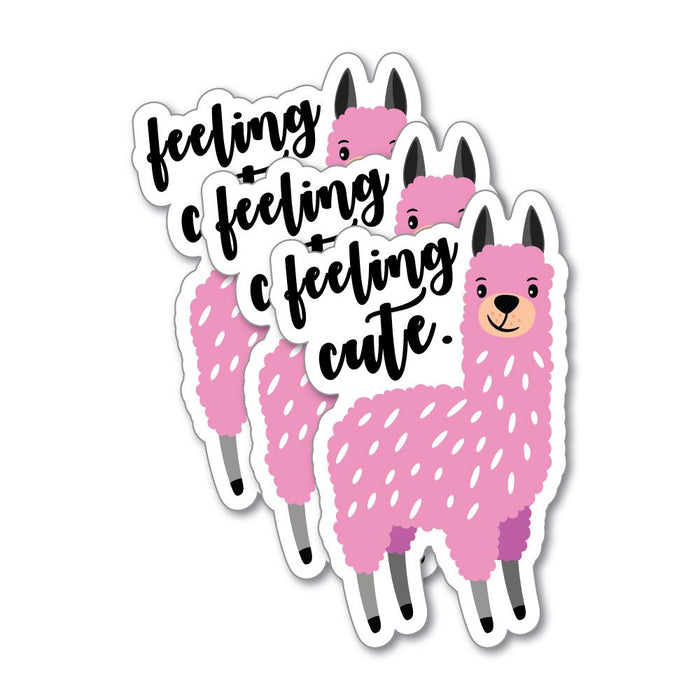 3X Feeling Cute Llama Sticker Decal