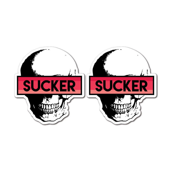 2X Sucker Skull Sticker Decal