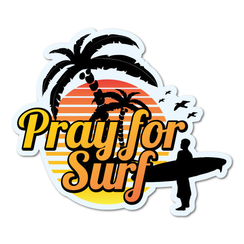 Pray For Surf Sunset Surfing Sticker