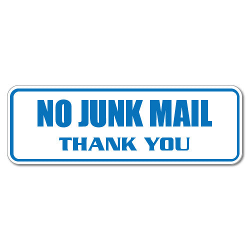 No Junk Mail Thank You Blue Sticker