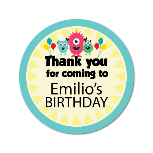12X Custom Name Birthday Little Monster Sticker