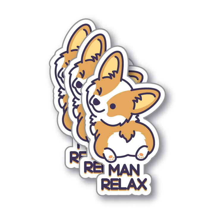 3X Man Relax Corgi Sticker Decal