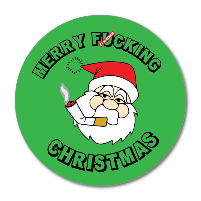 Merry Fcking Christmas Santa Claus Green Circle Cigarette Smoke Car Sticker Decal