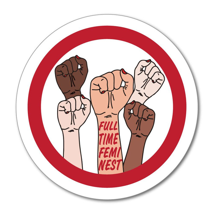 Full Time Feminist Women Stand Together Power Unite Hands Red Car Sticker Decal