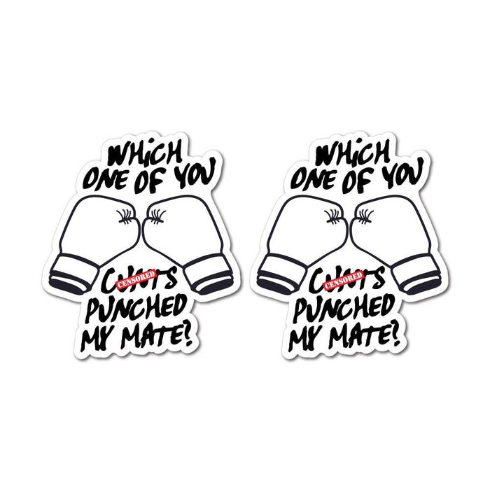 2X Punched My Mate Sticker Decal