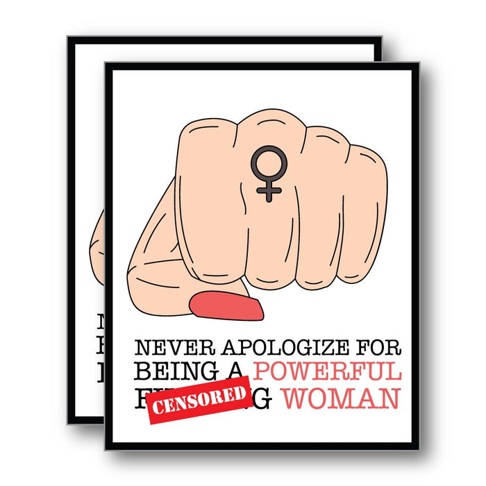2X Never Apologize For Being A Powerful Woman Sticker Decal