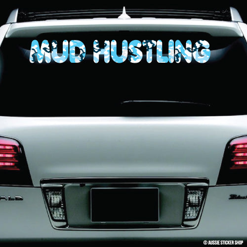 4Wd Mud Hustling Snow Camo Windshield Sticker