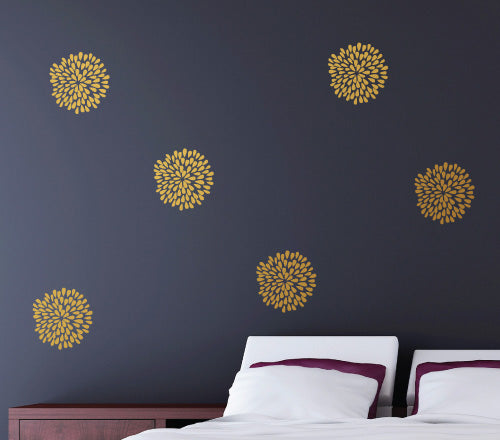 Black Chrysanthemum (Set Of 6) Wall Sticker