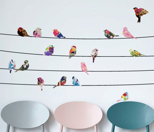 Birds On A Wire Pattern Wall Sticker