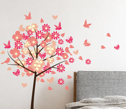 Blossom Tree Butterflies And Birds Wall Sticker