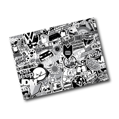 Black And White Sticker Bomb A4 Wrap Sticker Decal
