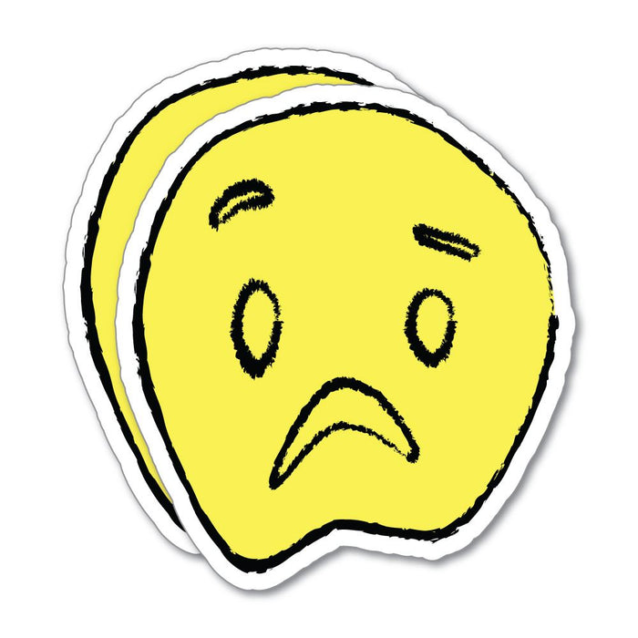 2X Sad Smiley Face Sticker Decal