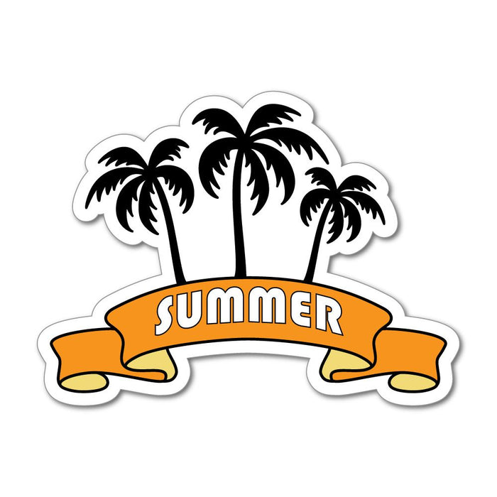 Summer Holidays Banner Palm Trees Beach Sun Happy Car Sticker Decal