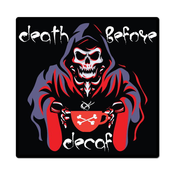 Death Before Decaf Skull Bones Cross Coffee Caffeine Funny Car Sticker Decal