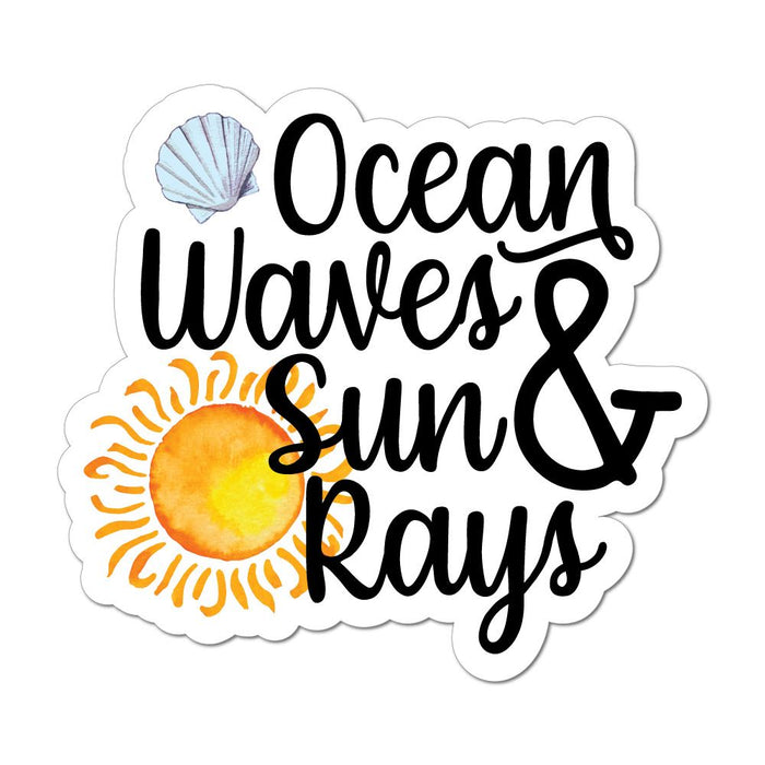 Ocean Waves And Sun Rays Laptop Car Sticker Decal