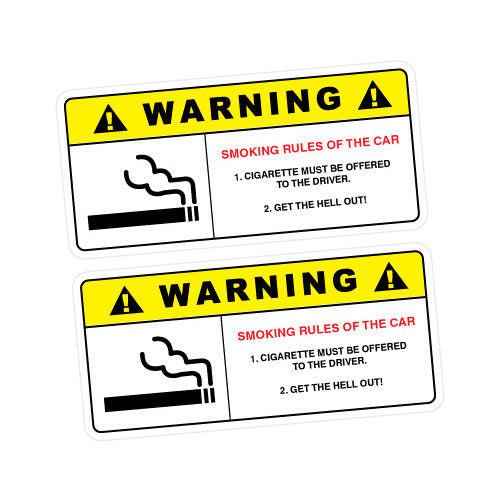 2X Warning Smoking Rules Sticker Decal