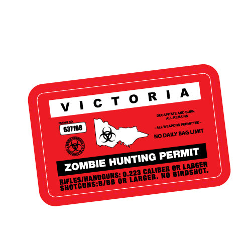 Zombie Hunting Permit Vic Jdm Sticker Decal