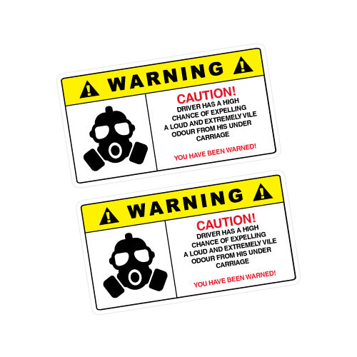 2X Warning Fart Sticker Decal