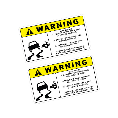 2X Warning Fart Rules Sticker Decal