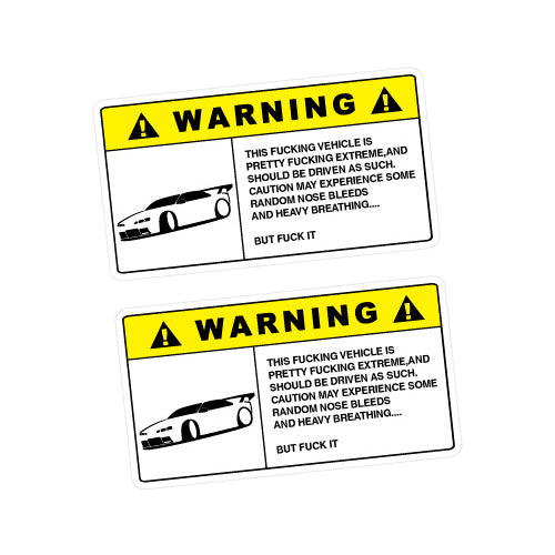2X Warning Extreme Driven Sticker Decal